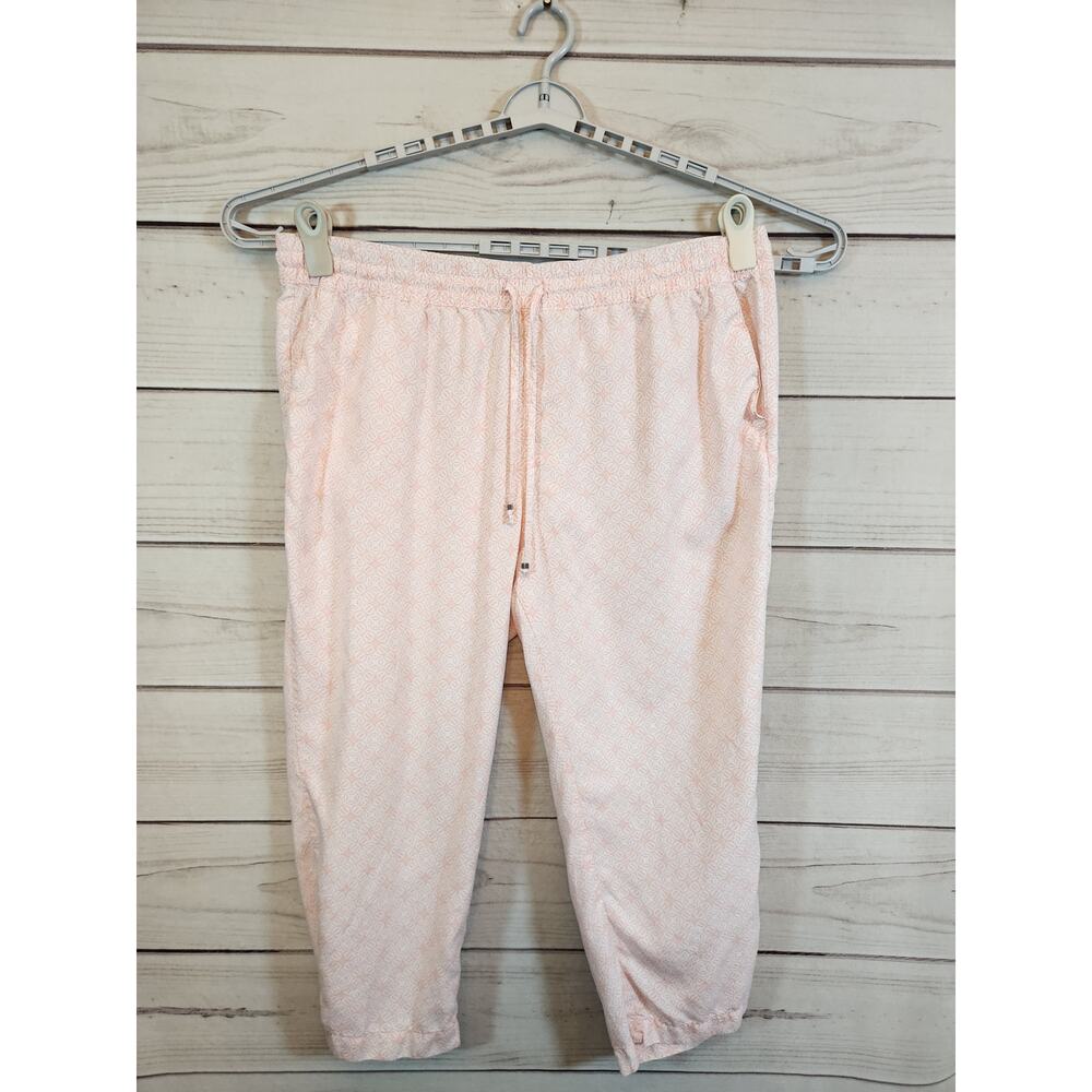 Banana Republic Womens Pink White Geometric Straight Leg Cropped Pants XL